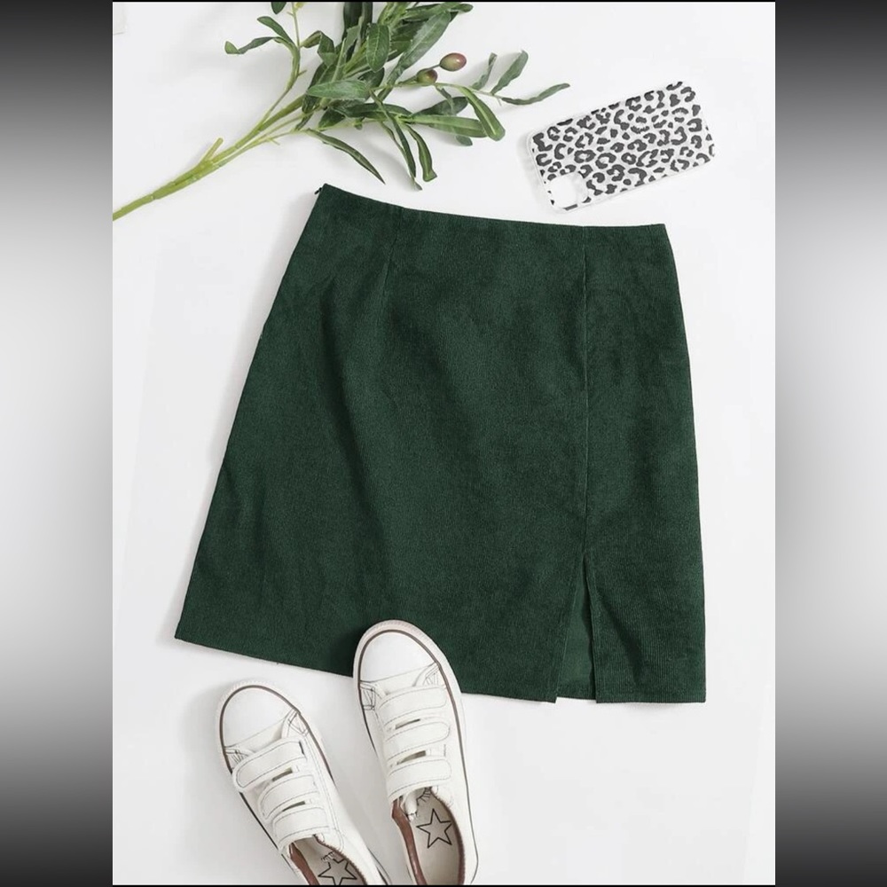 Green corduroy skirt
